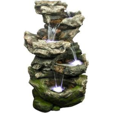 AA NORFOLK - waterornement decoratie "rots waterval" rustiek met waterreservoir gemaakt van polyresin - 1600l/h, 4x(1x8) Leds - H119 x 75 x 53 cm
